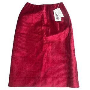 NWT Carlisle Red Silk Jacquard Pencil Skirt Ribbed Textured Dressy Party VTG 4